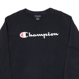 CHAMPION Mens T-Shirt Black Long Sleeve M