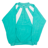 MODA Womens Patterned Jumper Green Striped 1/4 Zip 90s M