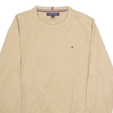 TOMMY HILFIGER Mens Jumper Beige Crew Neck Tight Knit M
