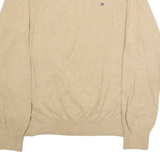TOMMY HILFIGER Mens Jumper Beige Crew Neck Tight Knit M