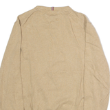 TOMMY HILFIGER Mens Jumper Beige Crew Neck Tight Knit M