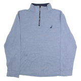 NAUTICA Mens Jumper Blue 1/4 Zip Tight Knit XL