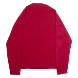 TOMMY HILFIGER Mens Jumper Red V-Neck Chunky Knit L