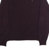 CALVIN KLEIN Mens Jumper Maroon V-Neck Tight Knit Wool L