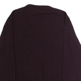 CALVIN KLEIN Mens Jumper Maroon V-Neck Tight Knit Wool L