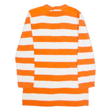 LAUREN RALPH LAUREN Womens Patterned Jumper Orange Striped V-Neck Tight Knit M