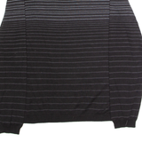 CALVIN KLEIN Mens Patterned Jumper Black Striped V-Neck Tight Knit Wool L