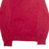 TOMMY HILFIGER Mens Jumper Red Crew Neck Tight Knit L