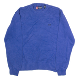 CHAPS Mens Jumper Blue Crew Neck Chunky Knit L