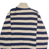 TOMMY HILFIGER Mens Patterned Jumper Beige Striped 1/4 Zip Tight Knit 2XL