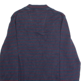 NAUTICA Mens Patterned Jumper Blue Striped V-Neck Chunky Knit M