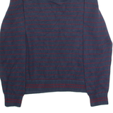 NAUTICA Mens Patterned Jumper Blue Striped V-Neck Chunky Knit M