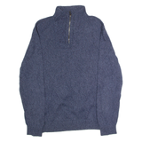 CALVIN KLEIN JEANS Mens Jumper Blue 1/4 Zip Tight Knit XL