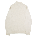 CHAPS Mens Jumper Beige 1/4 Zip Tight Knit M
