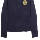 LAUREN RALPH LAUREN Petite Womens Jumper Blue 1/4 Zip Chunky Knit L