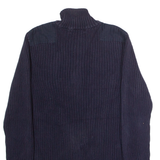 LAUREN RALPH LAUREN Petite Womens Jumper Blue 1/4 Zip Chunky Knit L