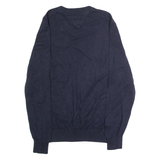 TOMMY HILFIGER Mens Jumper Blue V-Neck Tight Knit L