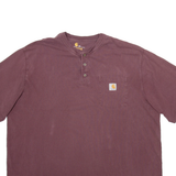 CARHARTT Mens T-Shirt Brown Button Neck 2XL