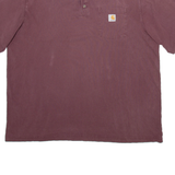 CARHARTT Mens T-Shirt Brown Button Neck 2XL