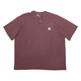 CARHARTT Mens T-Shirt Brown Button Neck 2XL