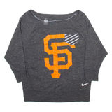 NIKE Womens T-Shirt Grey 3/4 Sleeve M