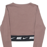 NIKE Cropped Tight Fit Womens T-Shirt Brown Long Sleeve Crew Neck XS