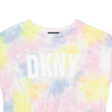 DKNY Cropped Womens Tie Dye T-Shirt Pink Crew Neck UK 14