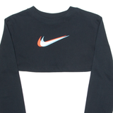 NIKE Cropped Loose Fit Womens T-Shirt Black Long Sleeve Crew Neck XS
