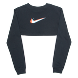 NIKE Cropped Loose Fit Womens T-Shirt Black Long Sleeve Crew Neck XS
