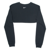 NIKE Cropped Loose Fit Womens T-Shirt Black Long Sleeve Crew Neck XS