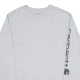 CARHARTT Loose Fit Mens T-Shirt Grey Long Sleeve Crew Neck S