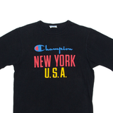 CHAMPION New York Mens T-Shirt Black USA Crew Neck M
