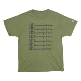 CHAMPION Mens T-Shirt Green Crew Neck L