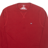 TOMMY HILFIGER Mens T-Shirt Red Long Sleeve M