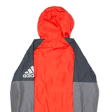 ADIDAS Mens Rain Jacket Red Hooded Colourblock S