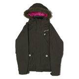 BILLABONG Womens Ski Jacket Brown Hooded Pinstripe UK 8