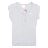 ADIDAS Drawstrings Womens T-Shirt Grey UK 8