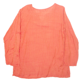 FABINDIA Striped Womens T-Shirt Red Long Sleeve V-Neck L