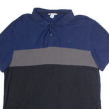 CALVIN KLEIN Mens Polo Shirt Blue Striped L