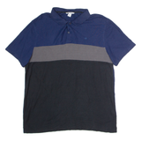 CALVIN KLEIN Mens Polo Shirt Blue Striped L