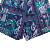 GREAT ESCAPES Mens Casual Shorts Blue Relaxed 90s Crazy Pattern M W26