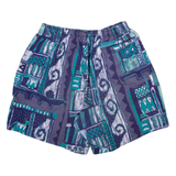 GREAT ESCAPES Mens Casual Shorts Blue Relaxed 90s Crazy Pattern M W26