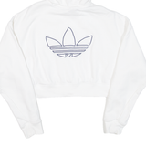 ADIDAS Cropped Womens White Hoodie UK 8