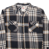 LEVI'S Mens Shirt Grey Plaid Long Sleeve L