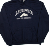 Lake Superior Unsalted . Shark Free Mens Blue Hoodie USA M