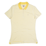 TOMMY HILFIGER Womens Polo Shirt Yellow Striped L