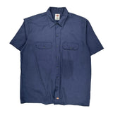 Dickies Short Sleeve Shirt - XL Blue Polyester Blend