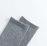 Anyfootwear 5 Pairs Unisex Long Cotton Socks Size 10-14 Grey High Quality Office Business Sports Skateboard Knitted Casual Solid Color Socks