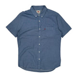 Levis Short Sleeve Shirt - Large Blue Cotton