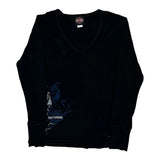 Motorcycles Harley Davidson Graphic Long Sleeve T-Shirt - Large Black Cotton